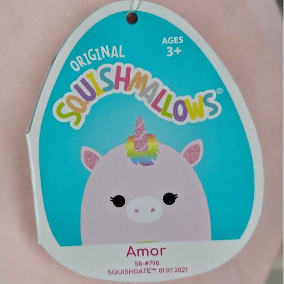 SQUISHMALLOWS ORIGINAL AMOR UNISEX PINK RAINBOW UNICORN PLUSH TOY ONE SIZE 2021 - Picture 6 of 10
